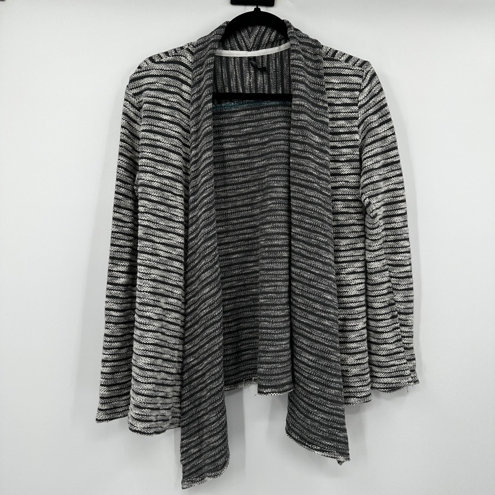 Kuhl Women's Knit Cardigan Sweater Striped Draped Open Front Gray Black Small
